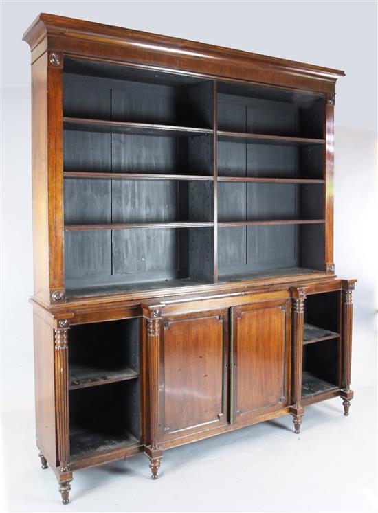 A Regency rosewood open bookcase, W.6ft 7in. D.1ft 8in. H.7ft 7in.